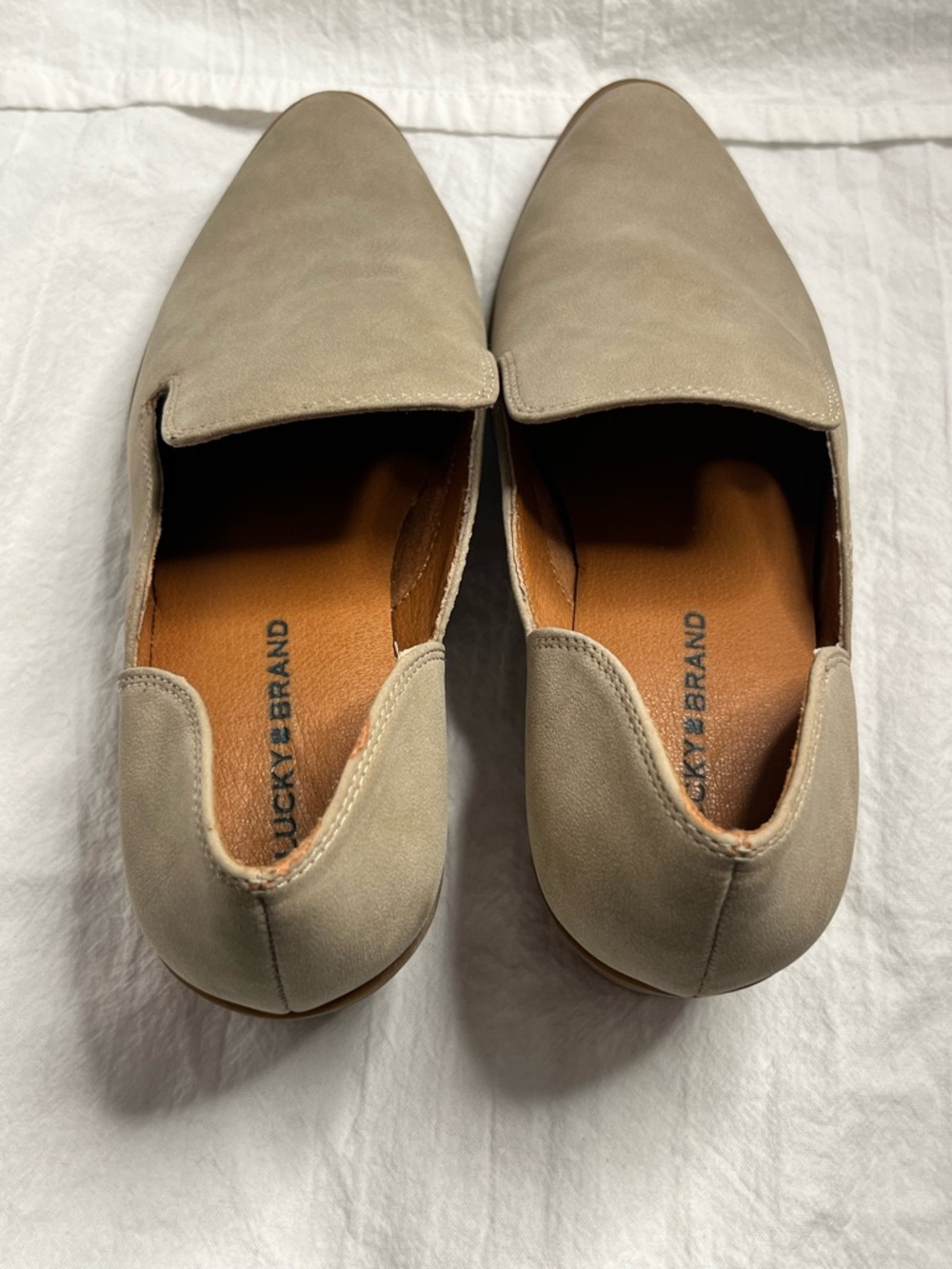 Lucky Brand Mizina Slip-On Shooties Taupe / Beige Block Heel Size 6 - Picture 4 of 13